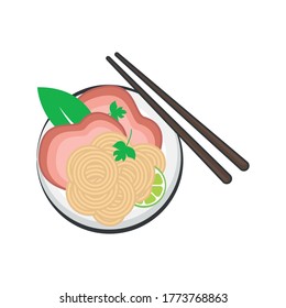 vector illustration of a Vietnamese soup pho bo. traditional food logo.