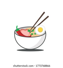 vector illustration of a Vietnamese soup pho bo. traditional food logo.
