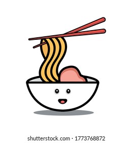 vector illustration of a Vietnamese soup pho bo. traditional food logo.