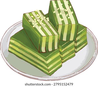 vector illustration of vietnamese  steamed layer cake or banh da lon