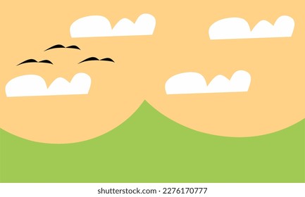 vector illustration. a view in the afternoon. design flats