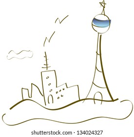 Vector illustration of the view of a city