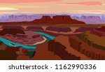 Vector illustration with view of the Colorado River and Canyonlands National Park from Dead Horse Point State Park located in the state of Utah