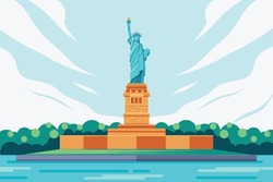 Vector Illustration Of The View Of Liberty Statue