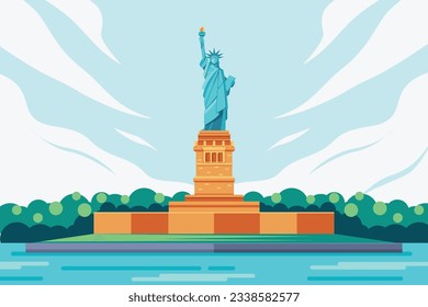 vector illustration of the view of liberty statue