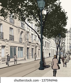 Vector illustration of a view of Montmartre in Paris