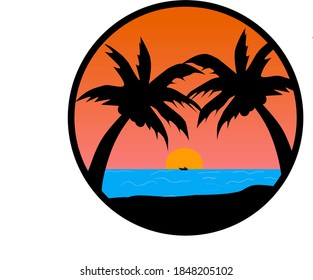 vector illustration of the view on the beach when the afternoon