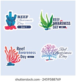 Vector illustration View of sea reef in the sea with fishes and bold text to commemorate World Reef Awareness Day 