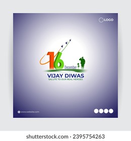 Vector illustration of Vijay Diwas social media feed set template written Hindi text means Vijay diwas