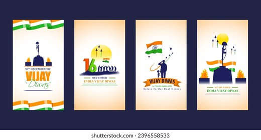 Vector illustration of Vijay Diwas social media feed set template written Hindi text means Vijay diwas