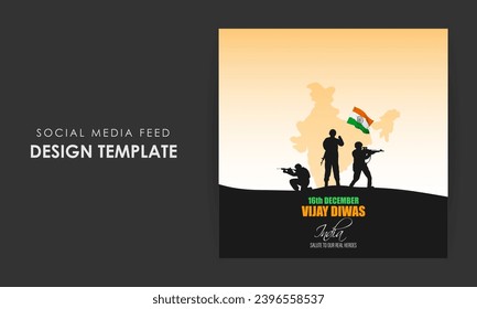 Vector illustration of Vijay Diwas social media feed set template written Hindi text means Vijay diwas