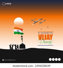 Vector illustration of Vijay Diwas social media feed set template written Hindi text means Vijay diwas
