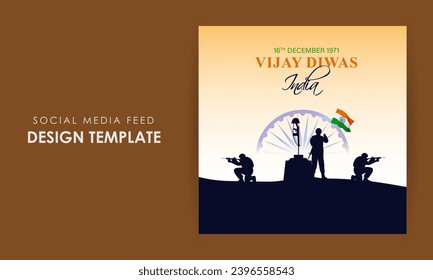 Vector illustration of Vijay Diwas social media feed set template written Hindi text means Vijay diwas