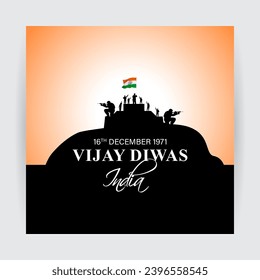 Vector illustration of Vijay Diwas social media feed set template written Hindi text means Vijay diwas