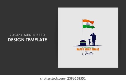 Vector illustration of Vijay Diwas social media feed set template written Hindi text means Vijay diwas