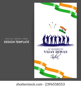 Vector illustration of Vijay Diwas social media feed set template written Hindi text means Vijay diwas