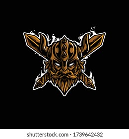 The vector illustration of viking head