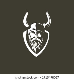 Vector illustration of Viking with Helmet, 
Armor on the White background. Hand-drawn illustration 
for mascot sport logo badge label sign poster 
emblem patch t-shirt printing. Vector Logo
