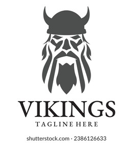 Vector illustration Viking with Helmet, Armor on the White background.