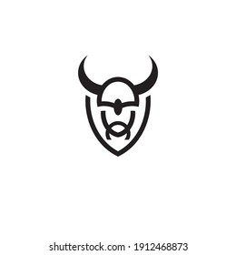 Ilustración vectorial de Viking with Helmet, 
para el afiche de la etiqueta del logotipo de deportes de mascota 
estampación de camisetas con parche de emblema. Logotipo del vector