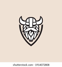 Vector illustration of Viking with Helmet, 
for mascot sport logo badge label sign poster 
emblem patch t-shirt printing. Vector Logo
