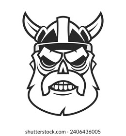 Ilustración vectorial de Viking with Helmet, para la impresión de camisetas con emblema de emblema de la etiqueta del logotipo deportivo de mascota. Logotipo del vector
