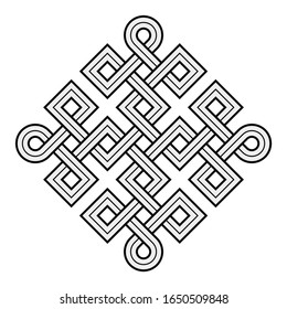 Vector Illustration of a Viking Nordic knot - mystic, decorative symbol with interweaved Golden Engraved lines. Lines, engraving and fill color neatly in separate well-defined Layers.