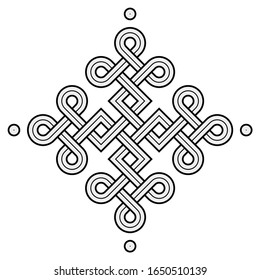 Vector Illustration of a Viking Nordic knot - mystic, decorative symbol with interweaved Golden Engraved lines. Lines, engraving and fill color neatly in separate well-defined Layers.