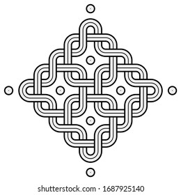 Vector Illustration of a Viking Nordic knot - mystic, decorative symbol with interweaved Golden Engraved lines. Lines, engraving and fill color neatly in separate well-defined Layers.
