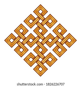 Vector Illustration of a Viking Nordic knot - mystic, decorative symbol with interweaved Golden Engraved lines. Lines, engraving and fill color neatly in separate well-defined Layers.