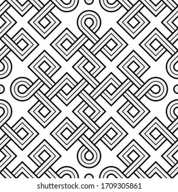 Vector Illustration of a Viking Nordic Seamless Pattern - mystic, decorative interweaved Gold Engraved shapes. Lines, engraving and fill color neatly in separate well-defined Layers.