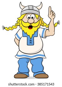 vector illustration of a viking pointing to something