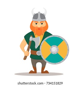 Vector illustration Viking with a shield and an axe