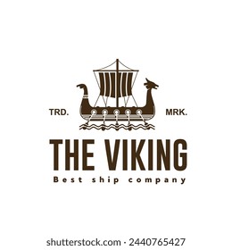 vector illustration of viking ship logo icon for trade, transportation and art goods industries