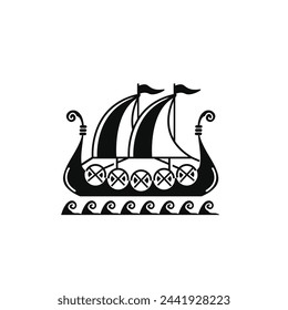 vector illustration of viking ship logo icon for trade, transportation and art goods industries	