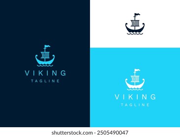 Vector illustration of Viking Ship Logo Design