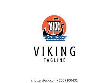 Vector illustration of Viking Ship Logo Design