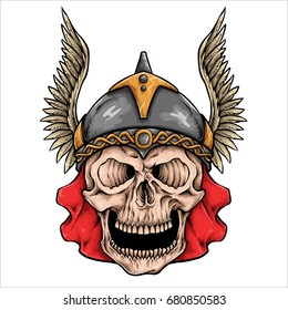 Vector illustration of viking skull