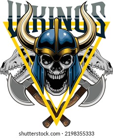 Vector illustration of viking warrior with vintage style drawing