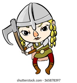 Vector illustration of a Viking woman. 