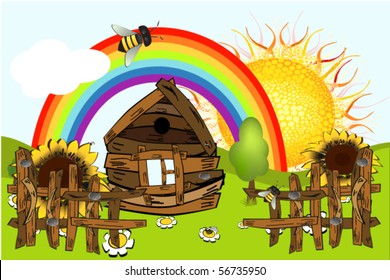 vector illustration of village