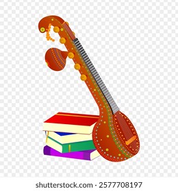 Vector illustration of Vina Instrument with books on transparent background