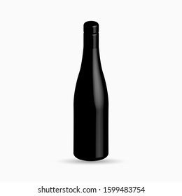 Vector illustration of Vine Bottle isolated on White background, 3D Rendering