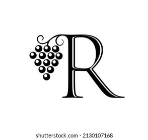A vector illustration of Vine Monogram Logo Initial Letter R