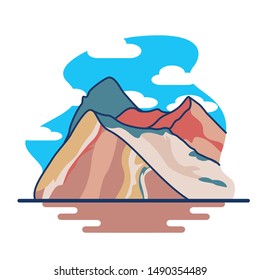 Vector Illustration Of Vinicunca Mountain In Peru Isolated