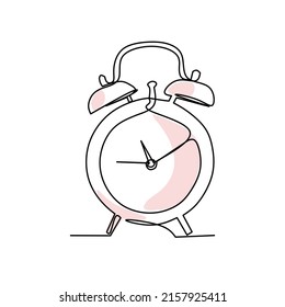 Vector illustration of vintage alarm clock in line art style