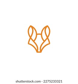 vector illustration of vintage animal logo head fox line art modern style