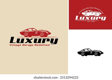 Vector illustration of Vintage Antique Old Sport Car for Classic Garage or Automotive Custom Retro Modification logo design