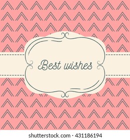 Vector illustration of vintage background and frame. Template for greeting card, wedding invitation or menu. Tender pink colors.