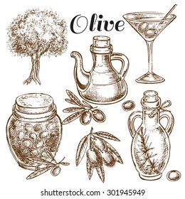 The vector illustration "vintage background olive set" for design